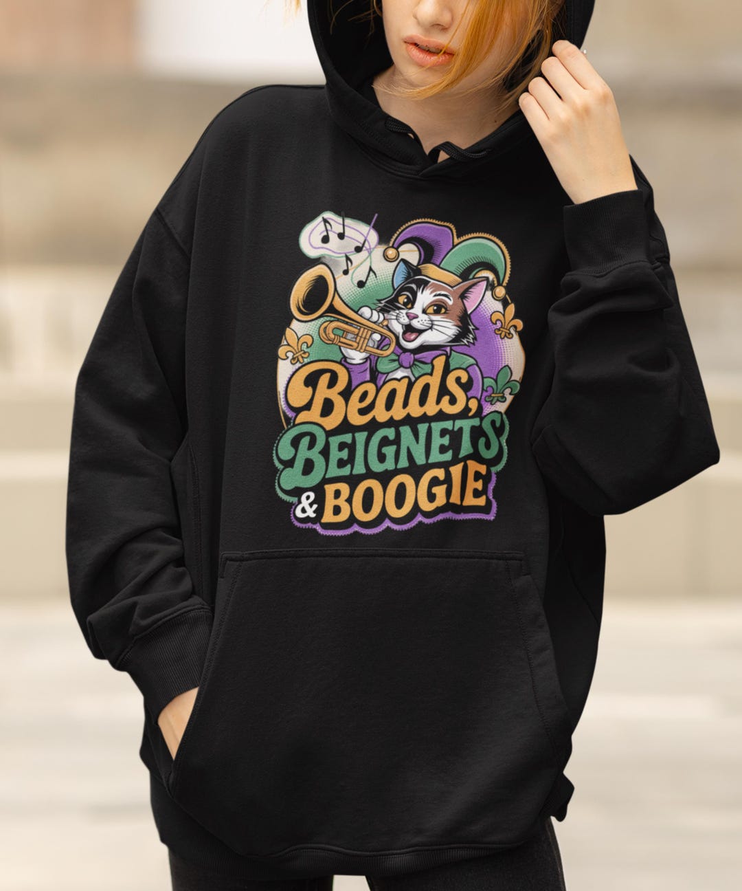 Mardi Gras Cat PNG | “beads, Beignets & Boogie” Clipart for T-shirts ...