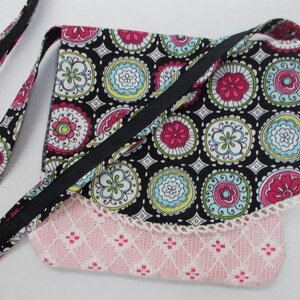 Pink, Black and Lace Neck Purse