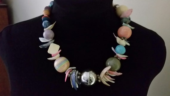 Pastel Shell Statement Necklace - image 1