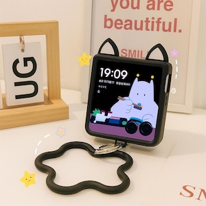 Korean Cute Cat Ears Black Star Bracelet Phone Case for Motorola Razr 60 Ultra 50 Ultra Protection Back Cover