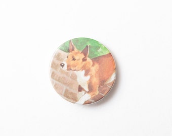 Corgi - A Badge / Pinback Button made from a Vintage Ladybird Book, 38mm 1.5 Inches