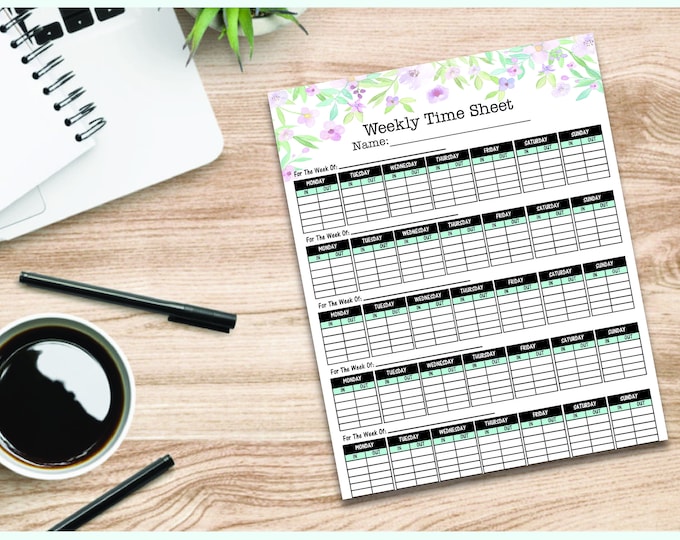 Printable Weekly Time Sheet - PDF Download - Etsy