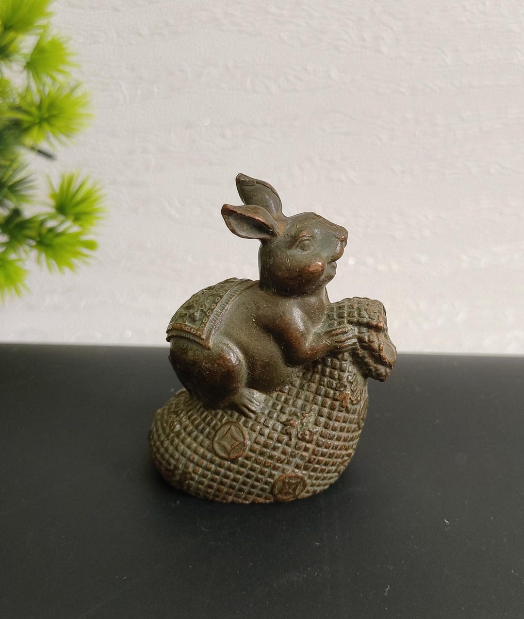 Vintage Bronze Carved Rabbit Statue--feng Shui Statue - Etsy