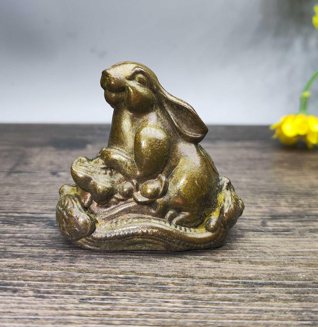 Vintage Bronze Carved Rabbit Statue--feng Shui Statue - Etsy