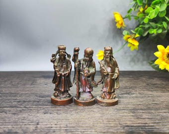 3 PCS Vintage Bronze Carved Taoist gods Statue--Feng Shui Statue