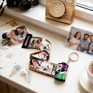 Personalized Scannable Music Code Photo Film Roll Keychain,Custom Photo Film Keychain,Memory Roll Keychain,Gift for Her Him,Anniversary Gift
