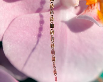 Valentino Necklace with Diamond Cut Star Links | Three-Tone Necklace