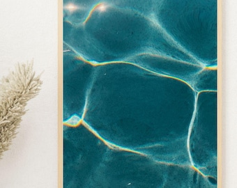 Stampa di acqua oceanica, decorazione da parete per la spiaggia, arte astratta estiva, arte da parete costiera, decorazione da parete per la casa, arte astratta stampabile, stampe digitali scaricabili
