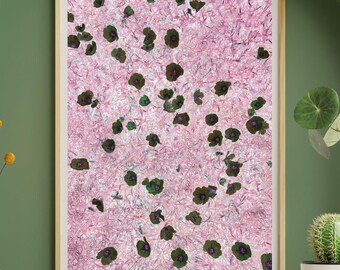 Decorazione da parete con fiori astratti rosa, arte botanica, soggiorno, stampabile, retrò, fotografia naturalistica vibrante, stampa, download digitale