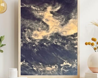 Stampa artistica da parete con nuvole, decorazione da parete astratta per la casa, stampa da parete alla moda, fotografia astratta di nuvole, cielo neutro, stampa di nuvole, download digitale