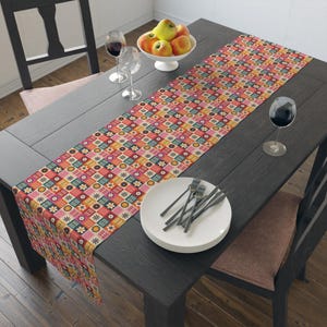 Colorful Scandinavian Floral Table Runner, Home Decor, Dining Table Accents, Boho Table Decor, Unique Gift, Farmhouse Decor
