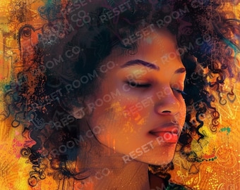 Art mural afrocentrique imprimable | Décoration d'intérieur bohème femme noire | Téléchargement instantané | Impression d'art numérique