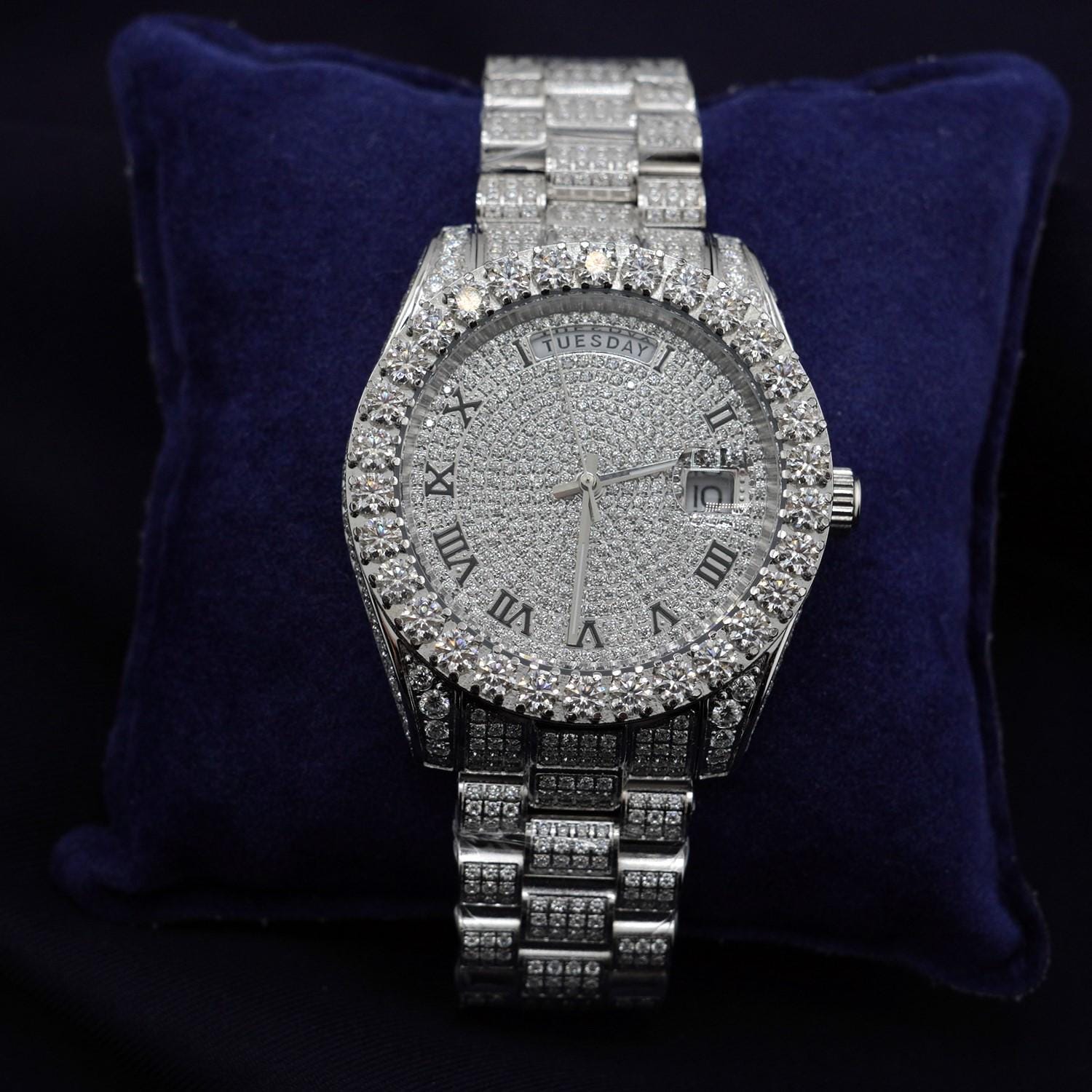 モアサナイト装飾 シルバー時計 Moissanite watch - Etsy 日本