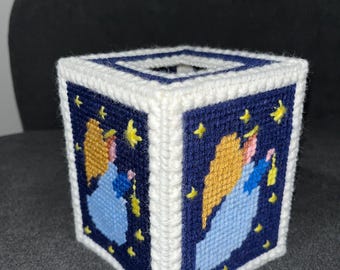 Christmas and winter themed plastic canvas tissue box covers