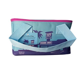 Trader Joe's Mini Insulated Tote Bag Ice Blue Pink Summer Fun Cooler NWT 1.5 Gal