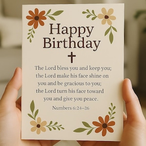 Christian Birthday Card Printable: Bible Verse Blessing (PDF Download 5x7in