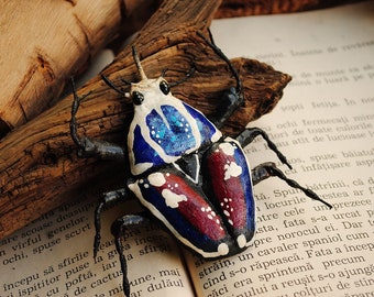 Soft sculpture statement beetle, nature lover, wild life textile sculpture, taxidermy, unique insect art jewellery, eco friedly fabric vegan