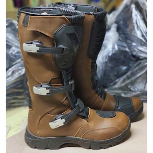 Men’s Adventure Riding Boots – Leather MX Motorcycle Boots for Off-Road