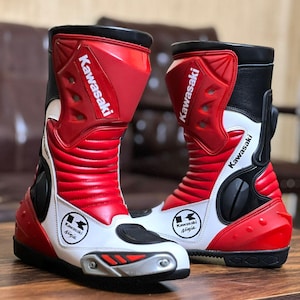 Men’s Kawasaki Riding Boots – Racing Motorcycle Shoes for Bikers