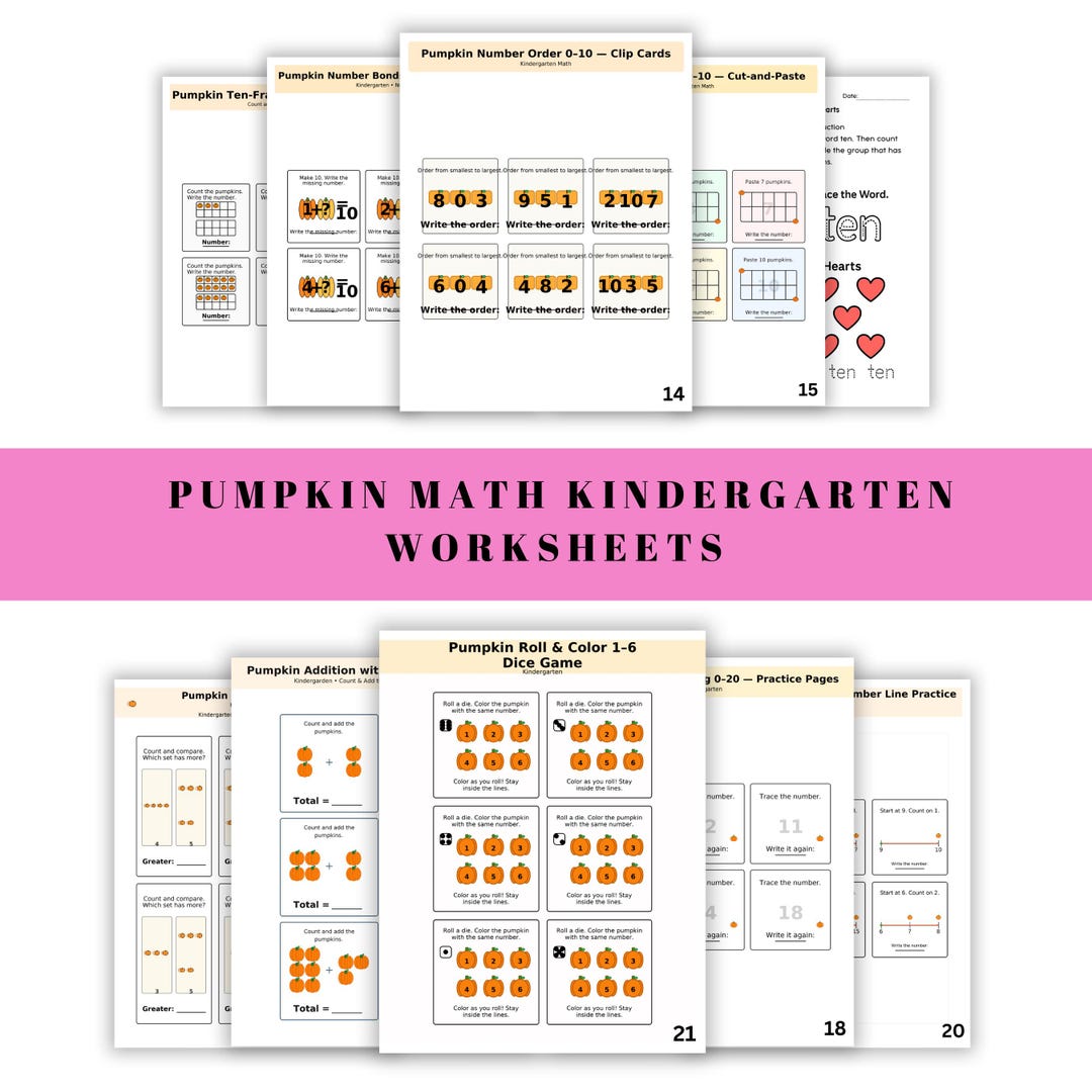 Pumpkin Math Kindergarten Worksheets | Printable Worksheets PDF | Ten ...