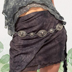Y2K Silver Coin Chain Belt: Sun Bull Waistband, Punk Corset Jewelry