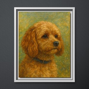 Cavapoo Dog pet portrait canvas artwork - Camille Pissarro inspired home-gallery wall art print