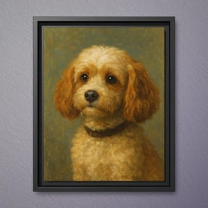 Cavapoo Dog pet portrait canvas artwork - Edouard Manet inspired home-gallery wall art print
