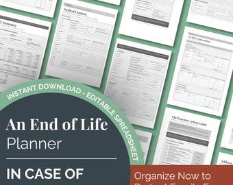 End of Life Planner: Google Sheets Estate Organizer (Digital Download) Last Wishes Legacy Planner Just In Case