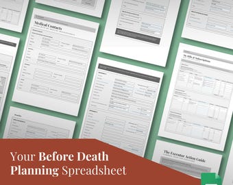 End of Life Planner: Google Sheets Estate Organizer (Digital Download) Last Wishes Legacy Planner Just In Case
