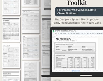 End of Life Planner: Google Sheets Estate Organizer (Digital Download) Last Wishes Legacy Planner Just In Case