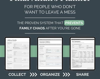End of Life Planner: Google Sheets Estate Organizer (Digital Download) Last Wishes Legacy Planner Just In Case