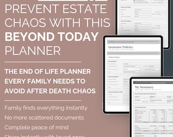 End of Life Planner: Google Sheets Estate Organizer (Digital Download) Last Wishes Legacy Planner Just In Case