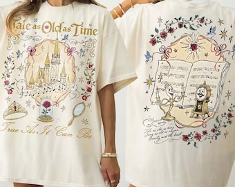 Retro Disney Belle Princess Comfort Colors Shirts, Tale As Old As Time Coquette Bow Tee, Beauty And The Beast Shirt, Disney Girl Trip Shirts
