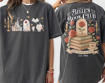 Vintage Belle's Book Club Comfort Colors Shirt, Tale As Old As Time Cafe Tee, Disney Princess Bookish Reader Gift For Women, Book Lover Gift