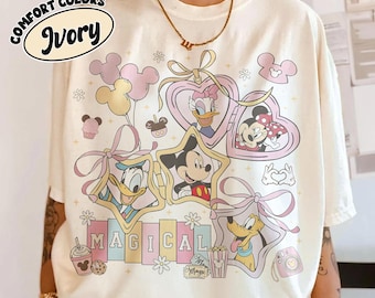 Disney Mickey and Friends Comfort Colors Shirt, Magical Pastel Coquette Disney Shirt, Disneyland Magic Castle Shirt, Disney Girls Trip Tee