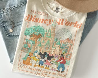 Retro Comfort Colors Mickey and Friends Disneyworld Shirt, WDW Est 1971 Florida Tee, Matching Family Trip 2026 Shirt, Walt Disneyworld Shirt