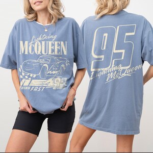 Vintage Lightning McQueen Comfort Colors Shirt, Disney Pixar Cars Shirt, Retro McQueen Graphic Tee, Disney Family Vacation Trip Shirt 2026 Blue Jean/Indigo