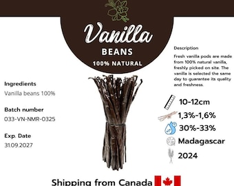 20 Madagascar vanilla pods, 10–12 cm – Superior Quality – 2024 Harvest – Free Delivery