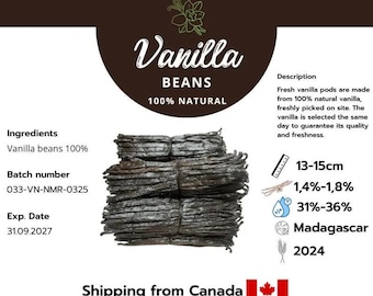 15 Bourbon vanilla pods from Madagascar, 13–15 cm – Grade A Superior Quality – 2024 Harvest – Free Delivery