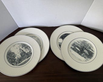 Vintage Spode Copeland "Mansard" set of 4 Famous in America series