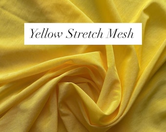 Yellow Nylon Spandex Stretch Mesh Fabric, Lingerie, Costume, 0.5 Yard