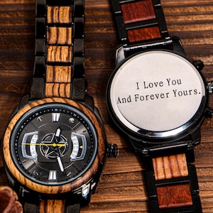 Personalized  Watch,Mens Walnut Watch,Custom Engraved Wood Watch,Anniversary Gifts For Him,Mens Wedding Gifts,Birthday Gifts For Him