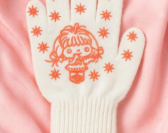 Kids Winter Knit Gloves | Cartoon Print Cotton Gloves