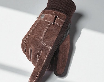 Suède touchscreen-handschoenen heren | Met fleece gevoerde winterhandschoenen