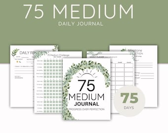 Planificador de retos medianos 75/ Registro de hábitos y comidas (Descarga PDF)