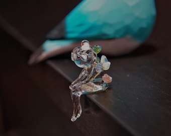Handmade Glass Ice Cube Pendant – Pastel Lilac Charm, Aqua Loop, Minimalist Lampwork Jewelry