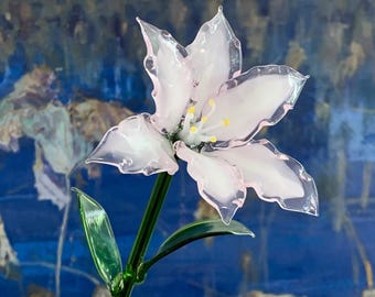 Handmade Glass Lily Flower | Elegant Floral Home Decor, Keepsake Gift