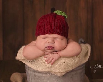 KNITTING PATTERN ONLY! Apple Hat- Fall- Newborn