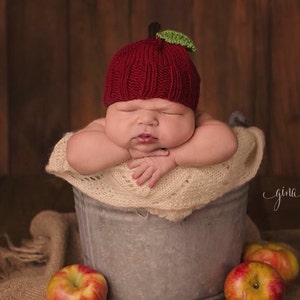 KNITTING PATTERN ONLY! Apple Hat- Fall- Newborn