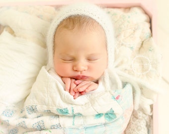 Angora Bonnet- Newborn Size- Photography Prop